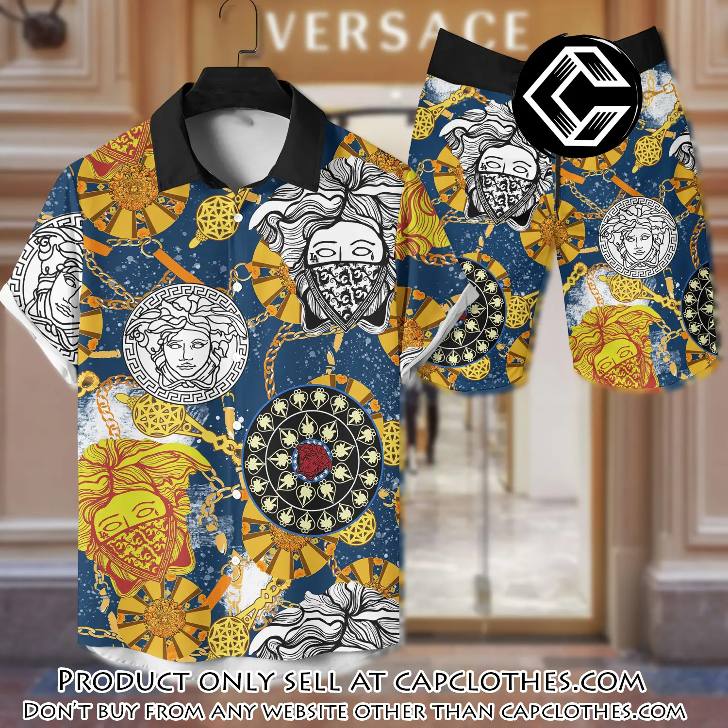 Versace luxury hawaiian shirt & short set lhs1210 cc4559044